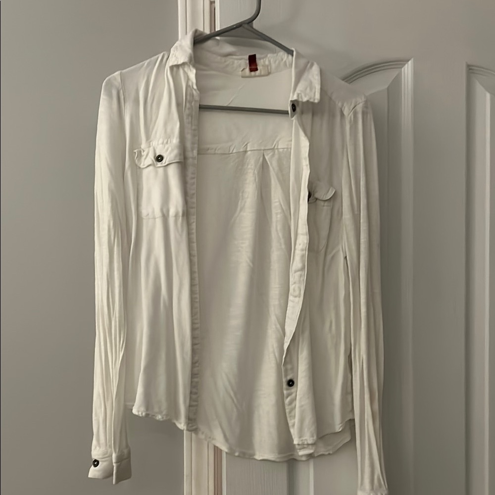 SO Women's White Button Down Shirt